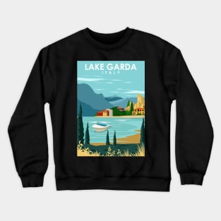 Lake Garda Italy Vintage Minimal Retro Travel Poster Crewneck Sweatshirt